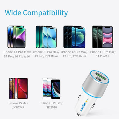 Fast USB C Car Charger, Meagoes 20W PD Rapid Charging Adapter Compatible for Apple iPhone 14 Pro Max/14 Pro/14 Plus/14/13/12/Mini/11/XS/XR/X/8 Plus/SE 3-3.3ft MFi Certified Type C to Lightning Cable