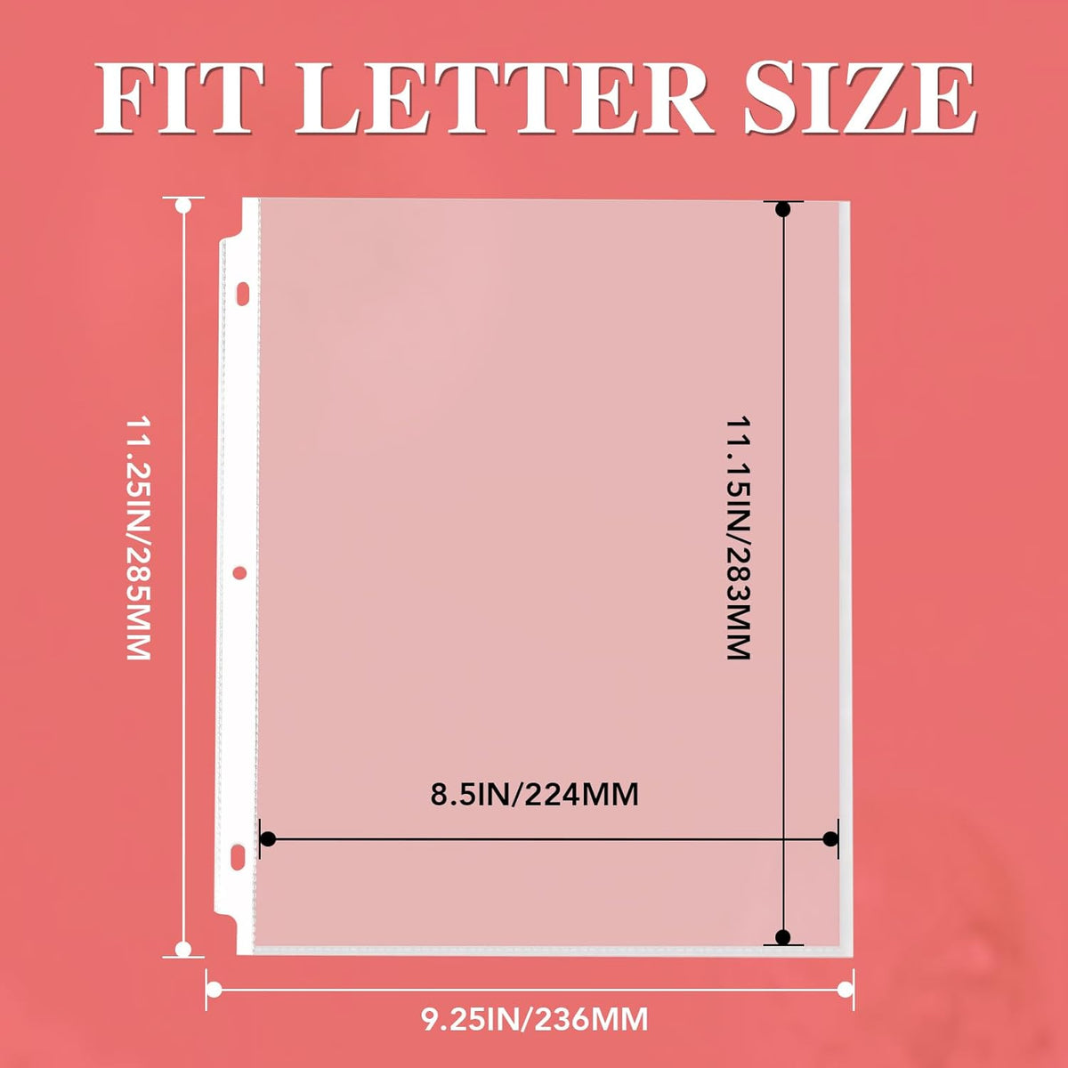 200 Pack Sheet Protectors 8.5 x 11 inch Clear Page Protectors for 3 Ring Binder, Plastic Sleeves for Papers, Document