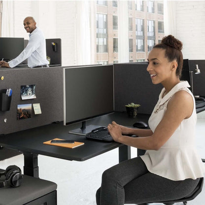 Stand Up Desk Store ReFocus Clamp-on Acoustic Desk Divider Privacy Panel That Reduces Noise and Visual Distractions (Ash Gray, 47.25" x 23.6")