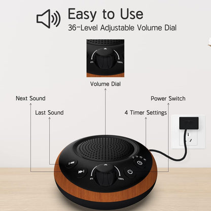Sound Brown Noise Machine White Noise Machine Nonstop 30 Soothing Sounds Sound Therapy for Baby Kids Adults Sleep Machine 36-Level Vol Auto-Off Timer Memory Function for Home Travel Office