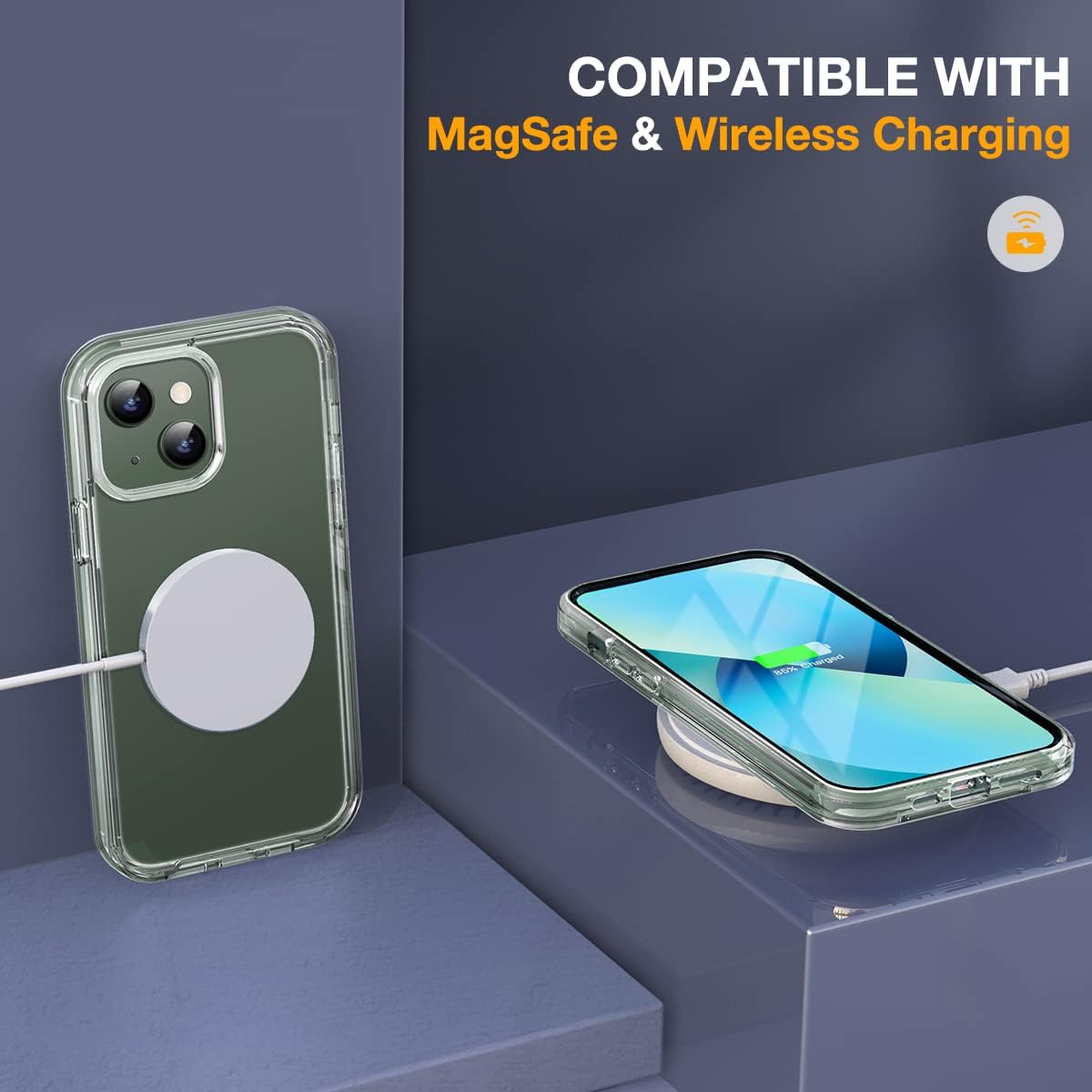 Miracase Compatible with iPhone 13 case 6.1 inch, 2023 Upgrade Full-Body Glass Clear Case Bumper Case with Built-in 9H Tempered Glass Screen Protector for iPhone 13,Clear
