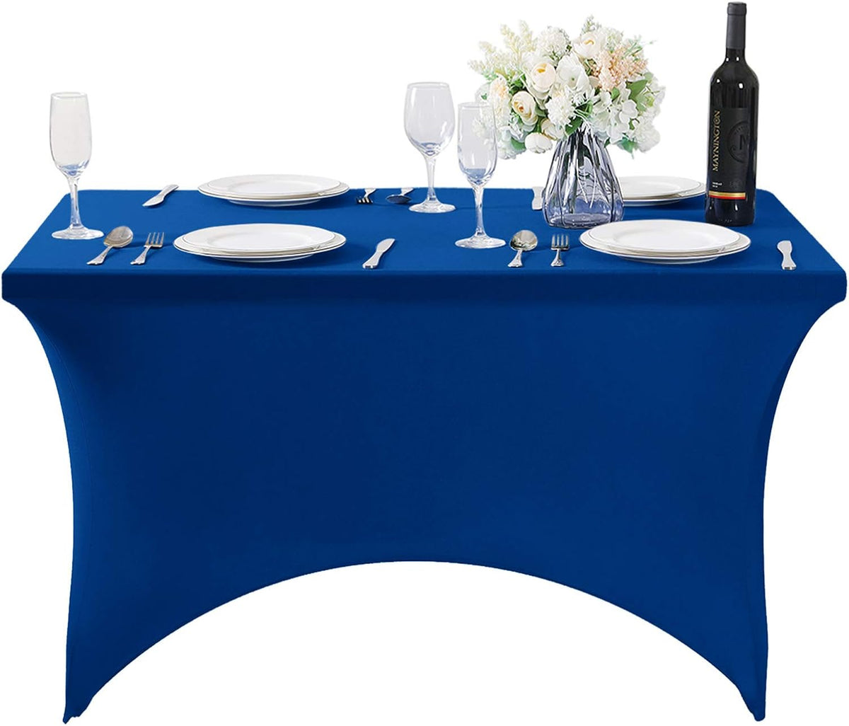 Spandex Table Cover for 4FT Table Universal Fitted Stretch Tablecloth for Party, Banquet, Wedding and Events-Classicblue