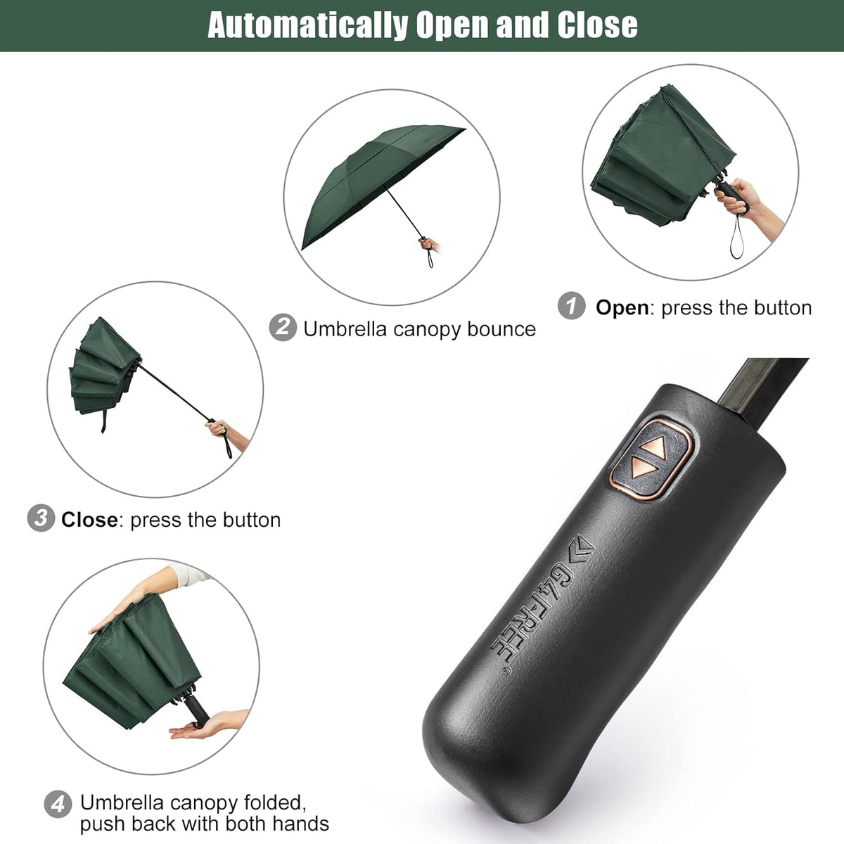 G4Free 42/46/54/62 Inch Large Golf Umbrella Compact Reverse Travel Umbrella 10 Ribs Windproof for Rain Double Canopy Automatic Open Close