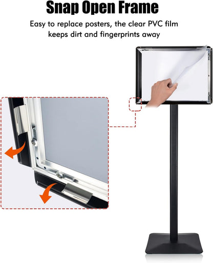 Sign Stand for Display, 11lbs Integrated Rod Heavy Duty Pedestal Floor Signage Stand Holder, for Outdoor or Indoor Advertising (8.5 x 11, Black)