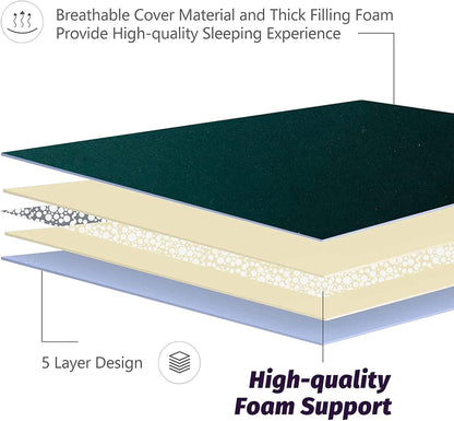 MAXYOYO Japanese Floor Mattress Futon Mattress, Thicken Sleeping Pad Foldable Roll Up Floor Futon for Adults Tatami Mat Dormitory Bed Lounger, Dark Green, Full Size
