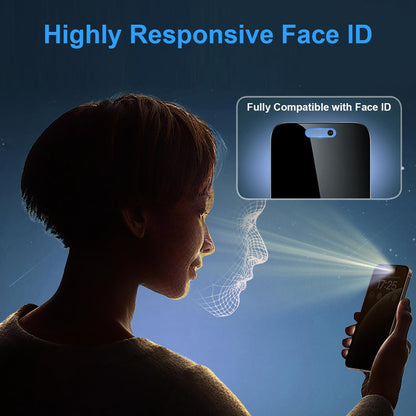 OneFish for iPhone 15 Pro Max Privacy Screen Protector, 4-Way 360° Anti-Spy Tempered Glass, 9H Hardness, HD Clear Anti-Fingerprint 3D Curved Edges, Case-Friendly & Easy Installation [2 Pack]