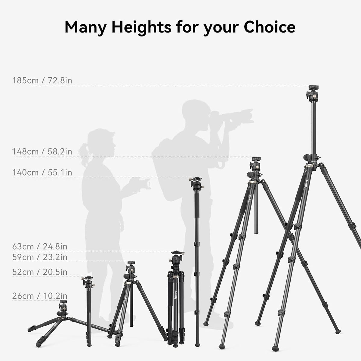 SmallRig CT200 72.8"/200cm Horizontal Overhead Tripod for Camera with Smartphone Holder & Carrying Bag, 33lb Max Load Aluminum Horizontal Camera Tripod for Overhead Shots