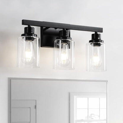 DIKAIDA 3-Light Bathroom Light Fixtures, Modern Bathroom Wall Lights Over Mirror