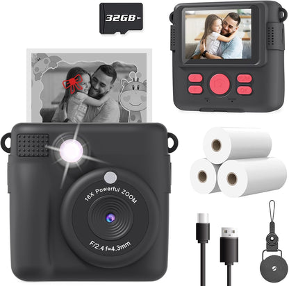 ESOXOFFORE Instant Print Camera for Kids, 32GB SD Card, 3-12 Years