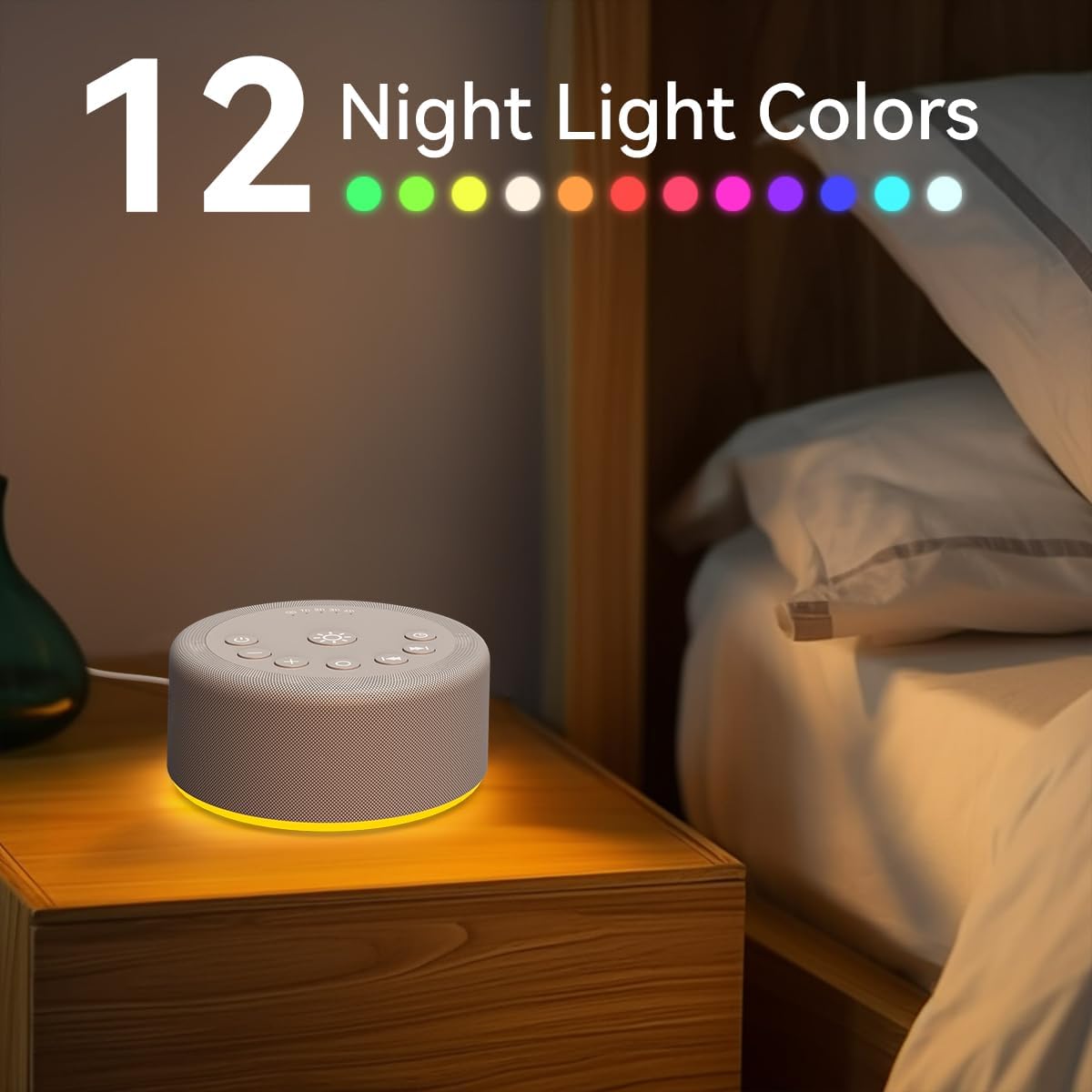 Sound Machine Night Light White Noise Machine 30 Non Looping Sounds 12 Lights 5 Timers 36 Adjustable Volume Memory Function Sleep Brown Noise Sounds Machine for Baby Kids Adult & Home Office Travel