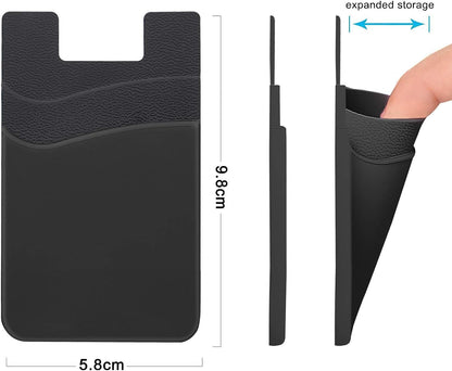 SS Phone Wallet, Phone Card Holder Stick on Credit Card Holder for Cell Phone Case Sticky Wallet for Back of Phone Suitable for iPhone Samsung Galaxy Any Smartphone 3 Pack