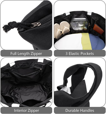 22'' 50L Large Canvas Bag, Extra Large Tote Bag for Women, Overnight Bags for Travel