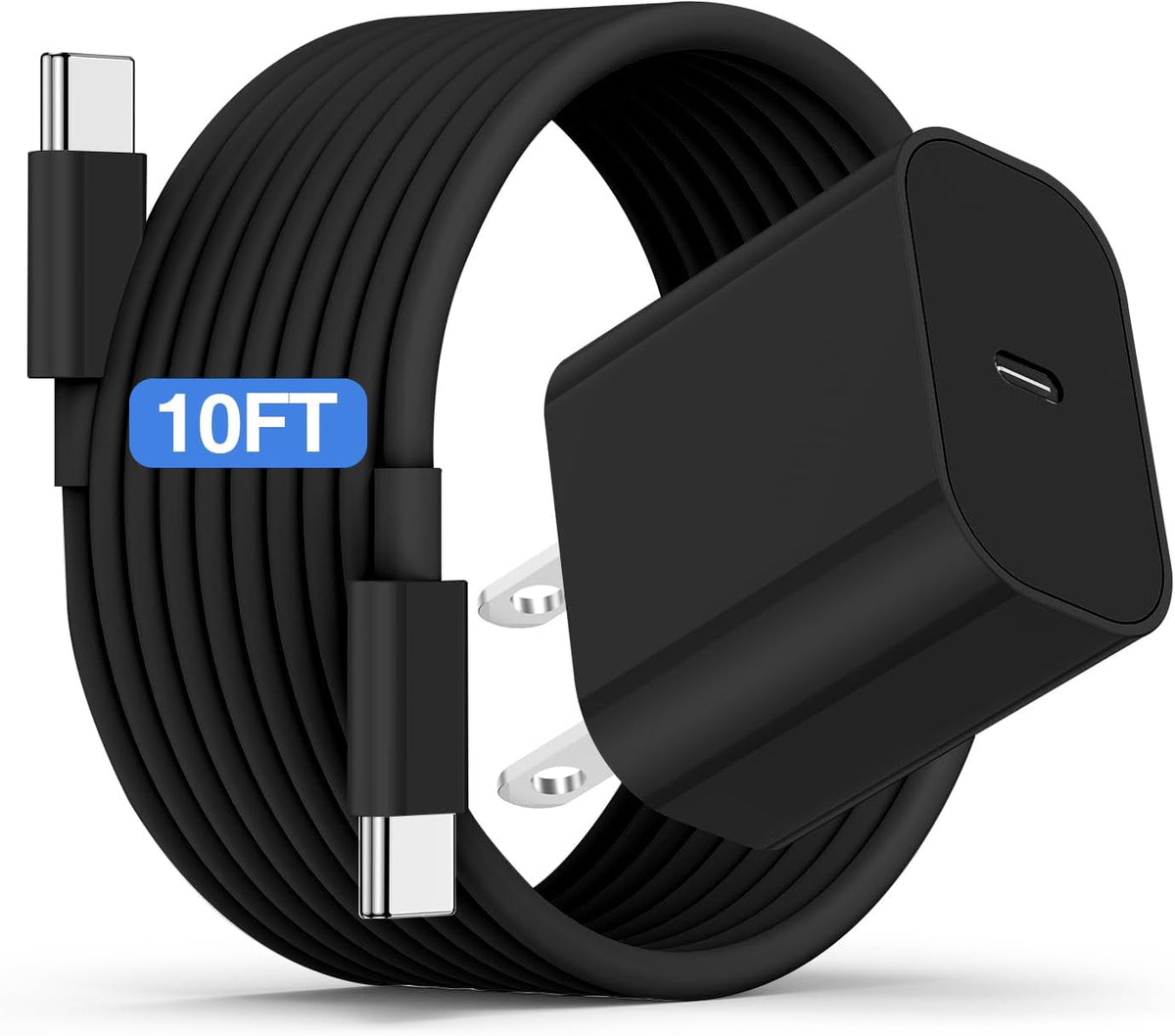 iPhone 16 15 Fast Charger and 10ft Type C to C Cable Cord Long,20W USB C Charging Block for Apple iPhone 16 Pro/16 Plus/15 Pro Max/15/iPad Wall Plug Power Adapter Cube Brick 12.9/11/Air 4th/6 Gen/Mini