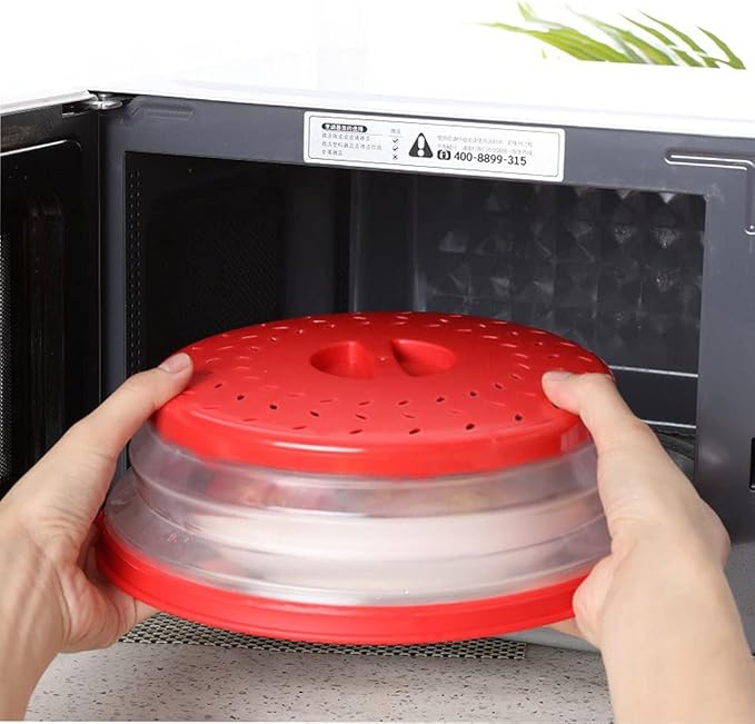 Collapsible Microwave Splatter Cover, 10.5 Inch, Dishwasher-safe, Microwave Plate Cover With Steam Vent，BPA-Free Silicone & Plastic (Light yellow)