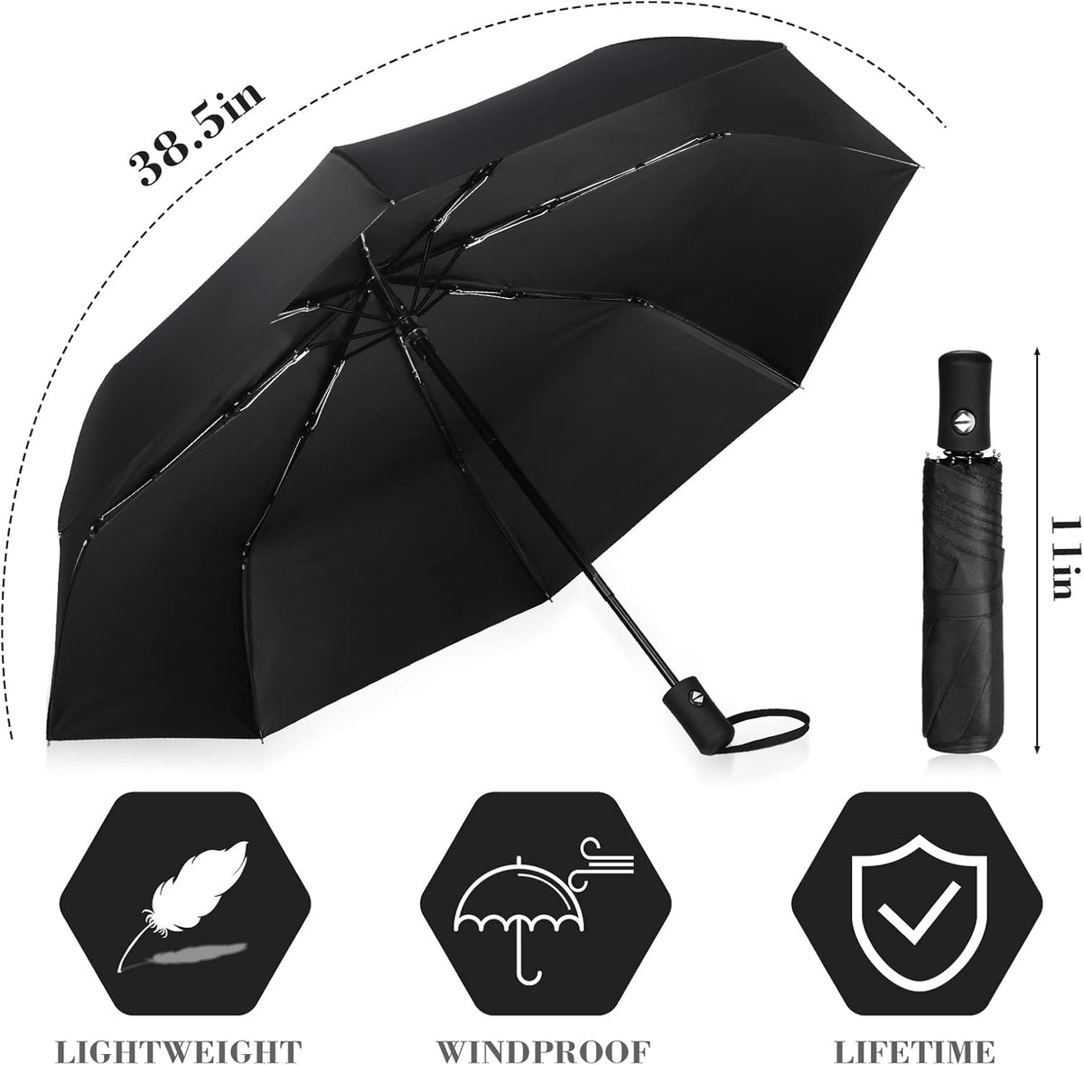 Jexine 6 Pcs Travel Compact Umbrella Automatic Open Close Windproof Small Light Backpack Purse Car Portable Collapsible Umbrella for Rain, Men Women