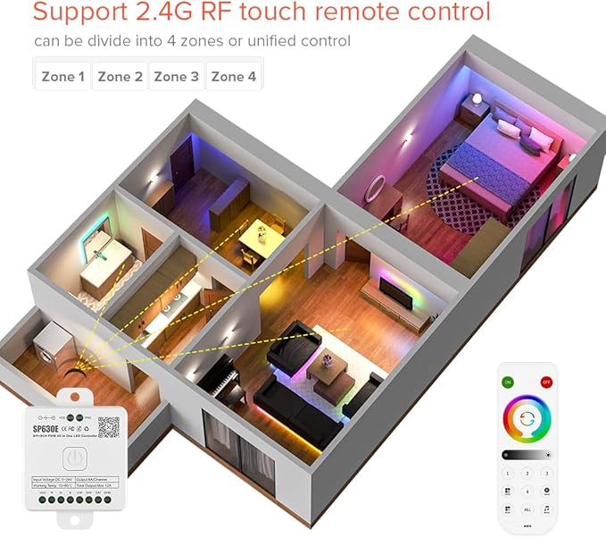 BTF-LIGHTING SP630E Bluetooth Controllers 4 Zones 2.4GHz RF RB4 Remote Kit
