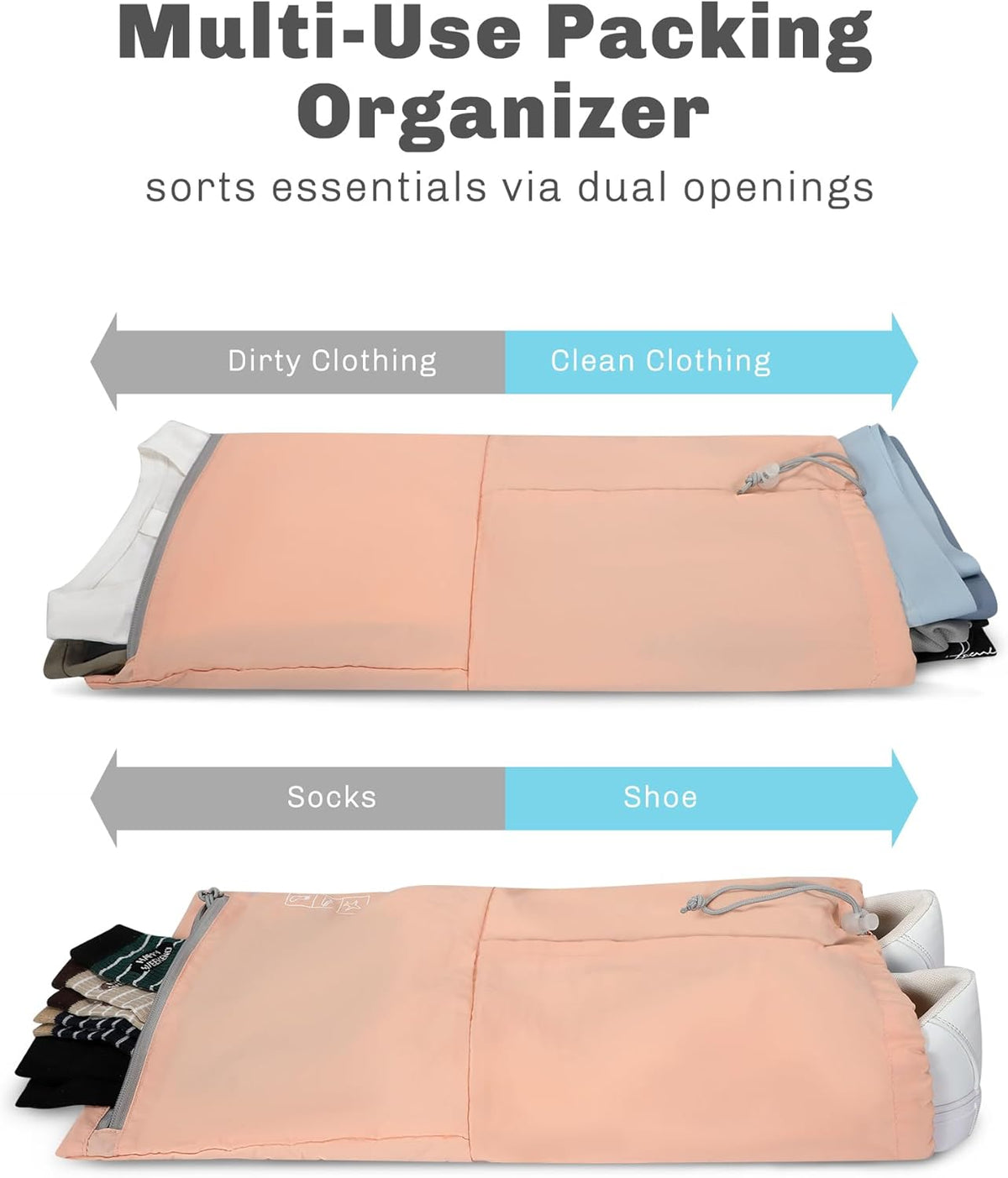 Hynes Eagle 6 Set/ 4 Set/ 2 Set Compression Packing Cubes Travel Essentials Lightweight Nylon Luggage Suitcase Organizer Bag Light Pink 2PCS