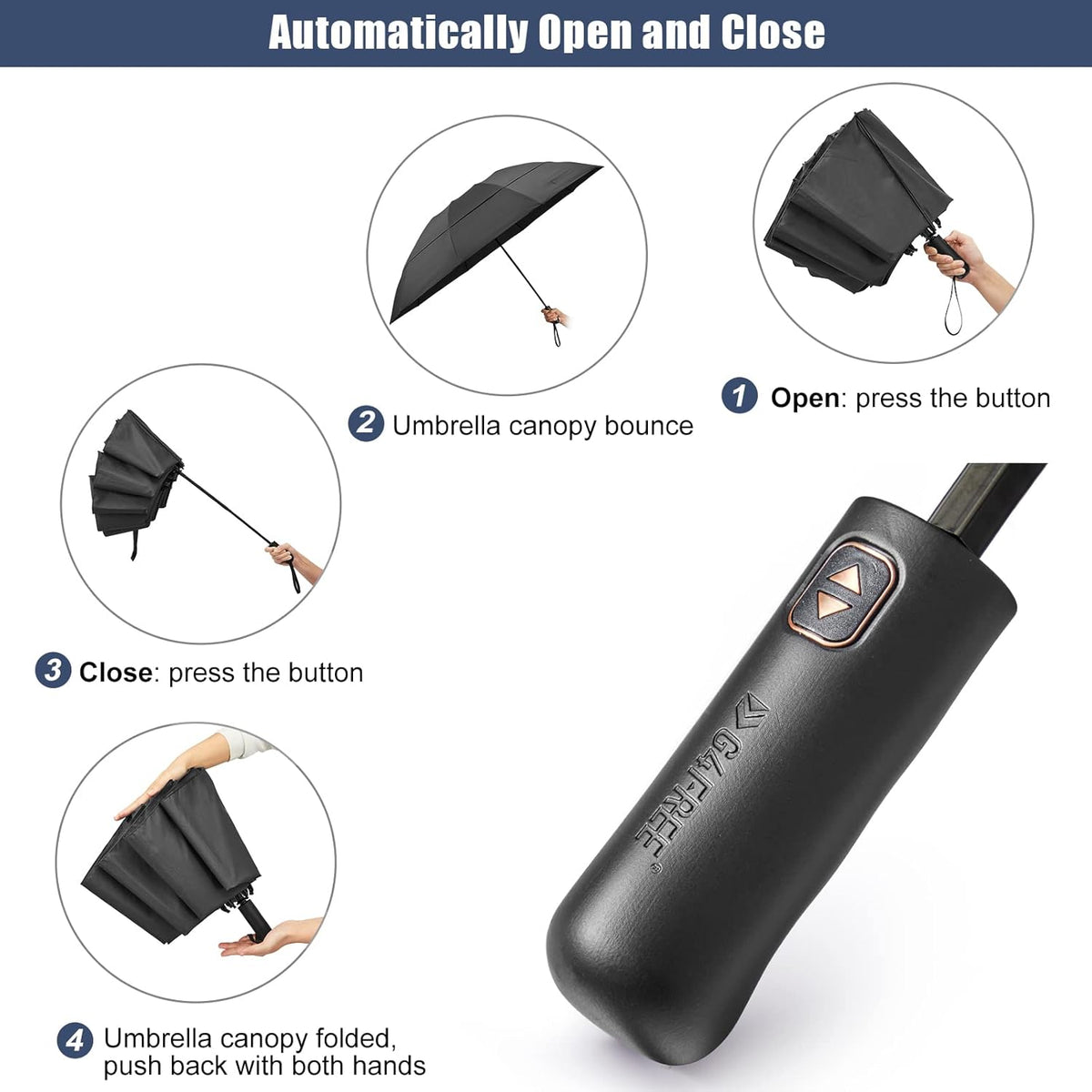 G4Free 42/46/54/62 Inch Large Golf Umbrella Compact Reverse Travel Umbrella 10 Ribs Windproof for Rain Double Canopy Automatic Open Close