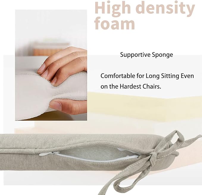 Magpie Fabrics Outdoor/Indoor 17"x16"x2" Chair Cushions with Ties Set of 2, Waterproof All Weather U-Shape Seat Pads Decoration for Patio Garden Furniture Home Office (Taupe)