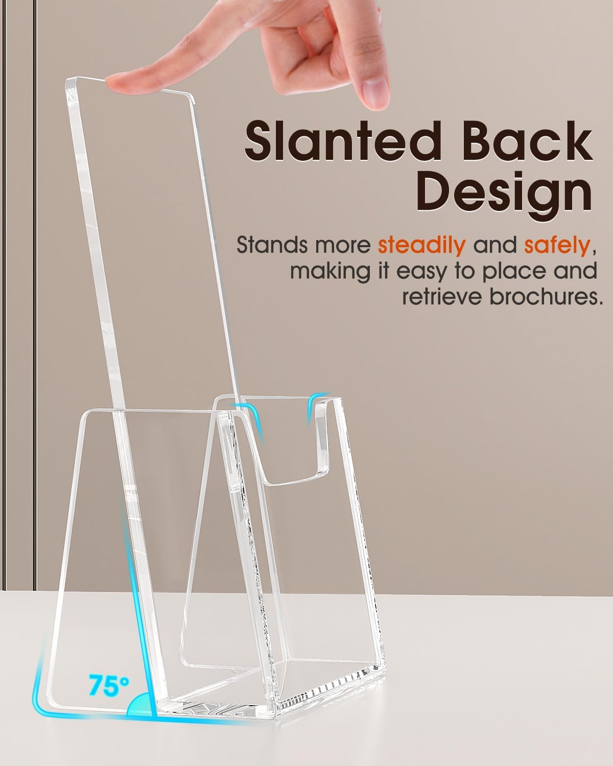 MaxGear Brochure Holder 2 Pack, 4 Inches Wide Acrylic Display Stand Clear Pamphlet Holder Flyer Holder Rack Card Holder Countertop/Desk Organizer for Trifold, Booklet, Literature, Magazine