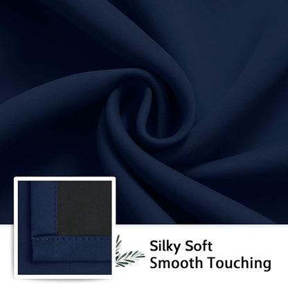 SimpleHome 100% Blackout Curtains for Bedroom,Thermal Insulated Navy Blue Grommet Window Drapes Room Darkening Curtains for Living Room with Black Back,52 x 54 Inch,2 Panels