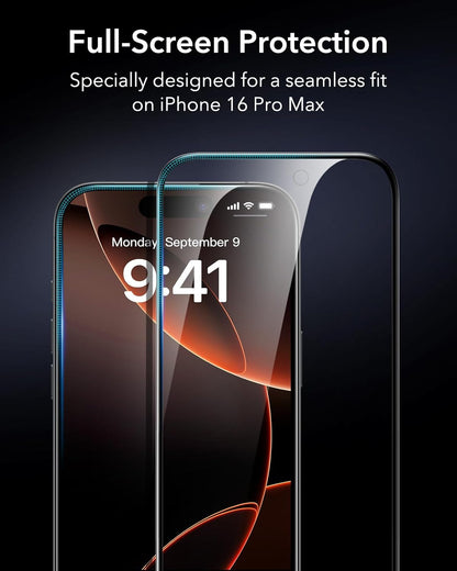 ESR 3 Pack for iPhone 16 Pro Max Privacy Screen Protector, Anti-spy Tempered-Glass Privacy Screen Protector with Easy Installation Tool, Micro-Curved Edges, Case Friendly