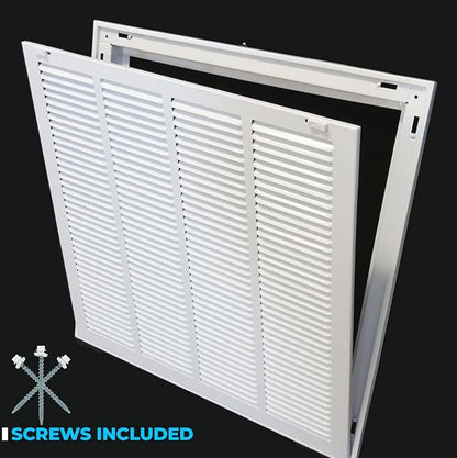 HVAC Premium 26 x 8 Duct Opening Steel Return Air Filter Grille, for 1-inch Filter, Removable Door, Flat Stamped HVAC Vent Cover Grille, Outer Dimensions 28.5 x 10.5