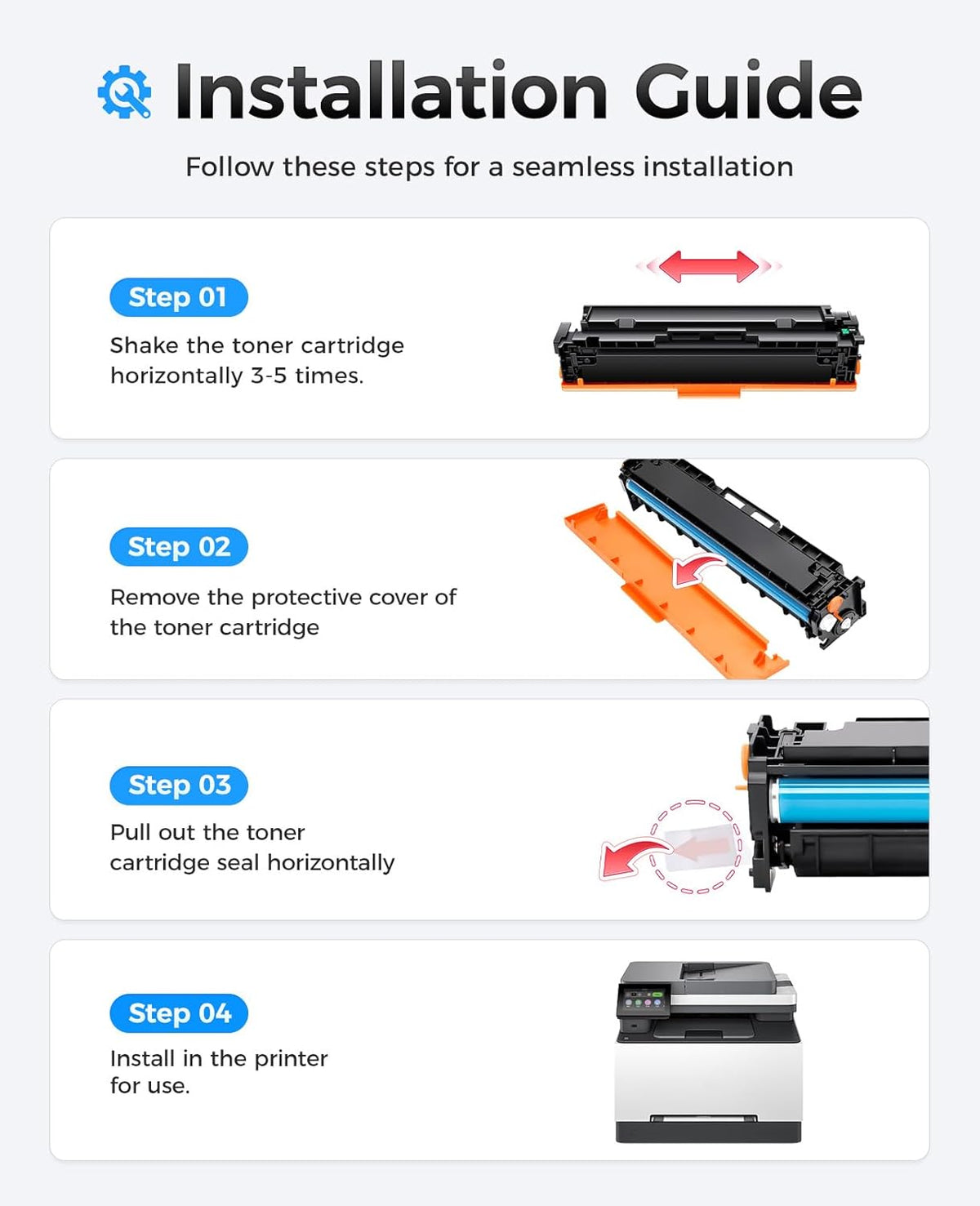 218X Toner Cartridge Set with chip 4-Pack High Yield Replacement for HP 218X W2180X W2181X W2182X W2183X 218A W2180A Compatible with HP Color Laserjet Pro MFP 3301cdw 3301fdw 3301sdw 3201dw Printer