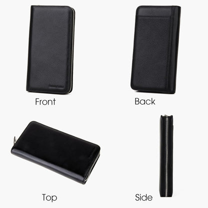 Premium Full-Grained Leather RFID Passport Holder for Travel, Multifunctional and Large Capacity RFID Blocking Passport Holder Wallet (Black)