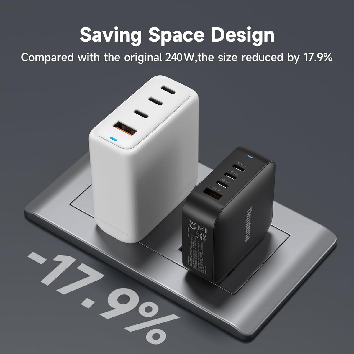 240W GaN Charger, 4-Port USB C Fast Charging Station with 140W Max PD 3.1 Port, Compact Travel Wall Adapter for MacBook Pro/Air M3/M2/M1, Laptops, iPhone 15/14, Galaxy S24/S23, iPad, Steam Deck