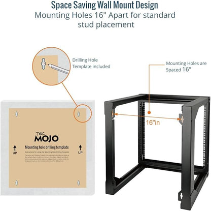 Tecmojo 9U Wall Mount Rack, Server Rack, Open Frame Server Rack, Network Rack