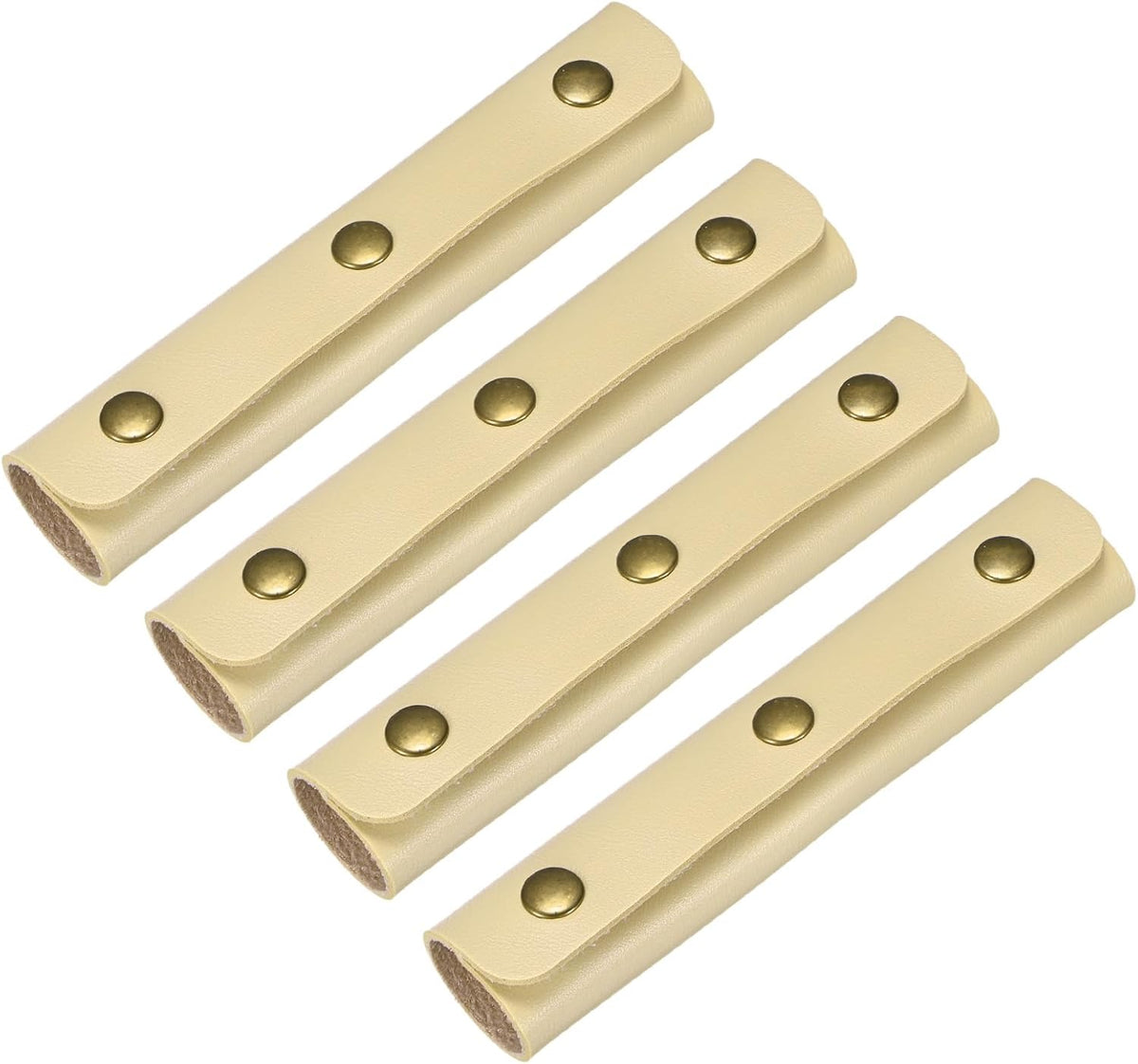 Leather Handle Wrap [4PCS] - Handbag Handle Wrap Cover with 3 Metal Clasps Use for Suitcases & Bags & Shopping Totes & Wallets - [Beige-5IN/13CM] Soft Purse Strap Pad
