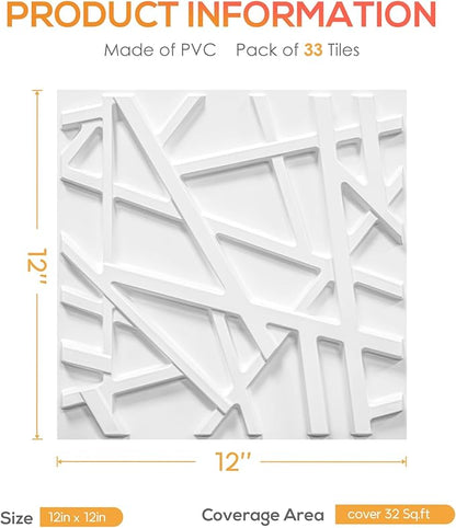 LEVOWAY 33 Pack 3D Wall Panels for Interior Wall Decor, Wall Covering Panles