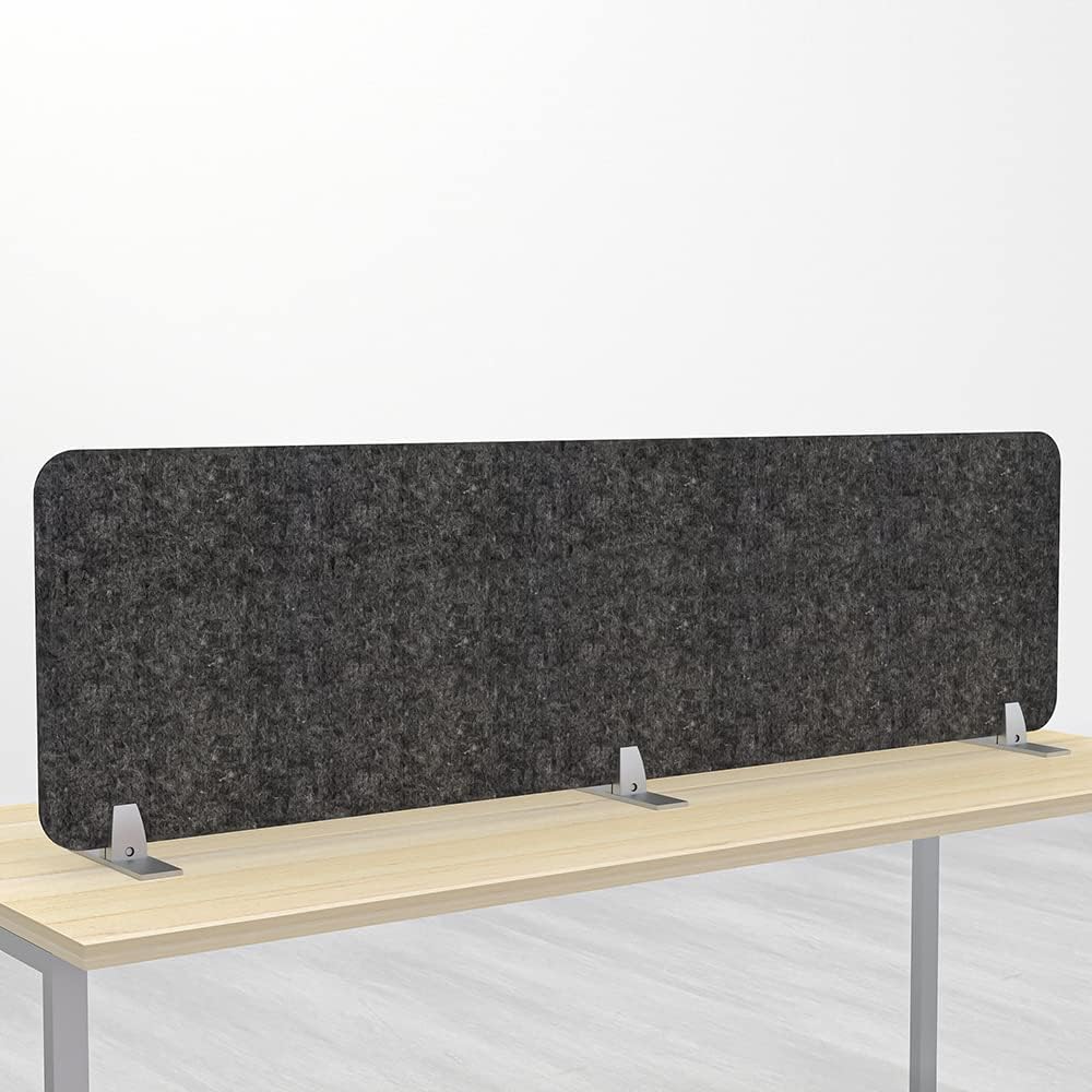 Freestanding Acoustic Desk Divider with Mount | Eco-Friendly Privacy Screen Panel | Noise Reducing Desk Partition | Tackboard Option & Easy to Install | Made from Recycled Plastic | White - 18" X 59"