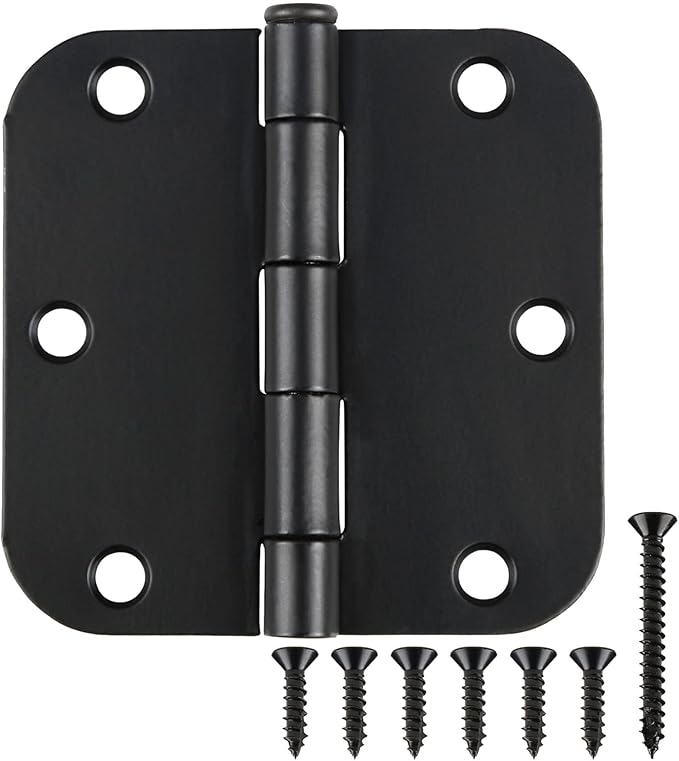 42 Pack Matte Black Door Hinges 3.5 Inch 5/8" Radius, Interior 3 1/2" Bi-fold
