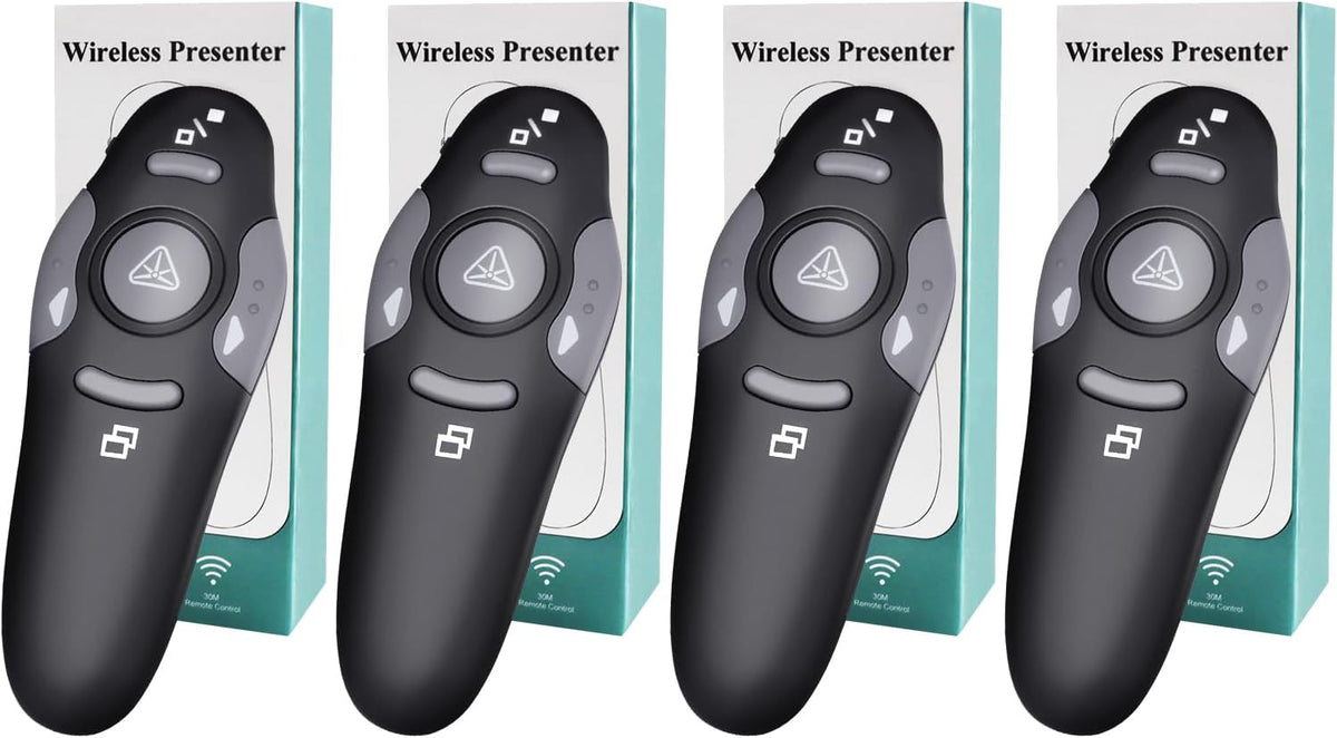 (4 Units) Wireless Presentation Clicker for PowerPoint, Wireless Presenter Remote with Laser Pointer Slide Clickers for Mac/Windows/Linux, Computer/Laptop, Google Slide/PPT/Keynote