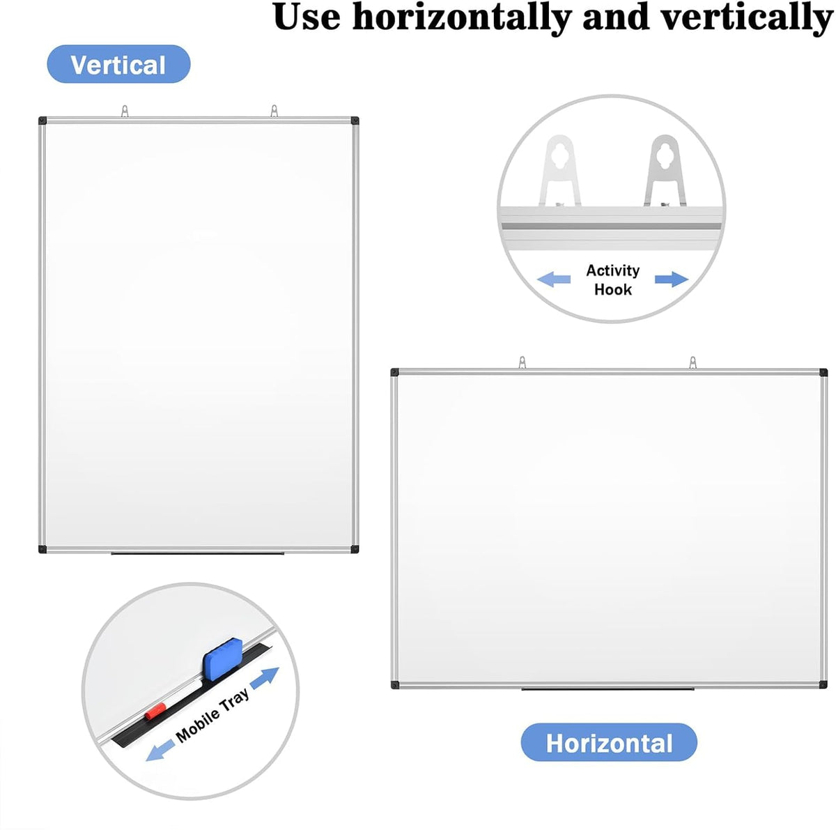 Magnetic Dry Erase Whiteboard 36 x 24 Inch - Small White Board, Silver Aluminum Frame Wall-Mounted, Magnetic Eraser, 2 Pens, Detachable Marker Tray, 6 Magnets for Office, School