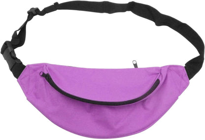 INNOLIFE Unisex Men Women Fashion Sporty Multi-purpose 2-Zipper Waist Belt Bag Fanny Pack Adjustable Strap for Sport Hiking Traveling Passport Wallet(3-pack Black purple Red)