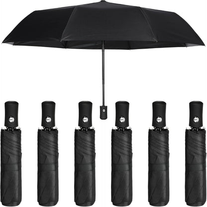 Jexine 6 Pcs Travel Compact Umbrella Automatic Open Close Windproof Small Light Backpack Purse Car Portable Collapsible Umbrella for Rain, Men Women