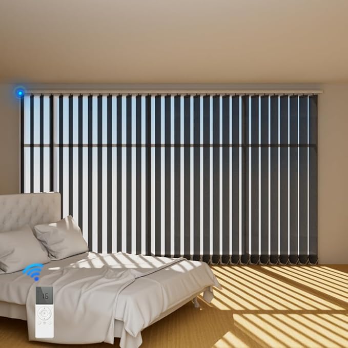 Blindify Motorized Vertical Blinds, Light Filtering Sliding Door Shades