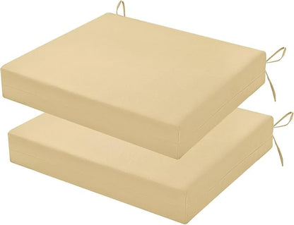 Outdoor Chair Cushions Set of 2, 18.5 x 16 Inch Patio Chair Cushions, Water Resistant, Non-Slip Ties (Khaki)