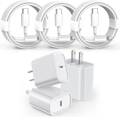 3 Pack Fast Charger iPhone,【Apple MFi Certified】6FT iPhone Charger Fast Charging USB C Block Wall Adapter 6 Foot Type C to Lightning Cable for iPhone 14 Pro Max/14 Plus/13 Pro/12/12Pro/11/XS/X,AirPods