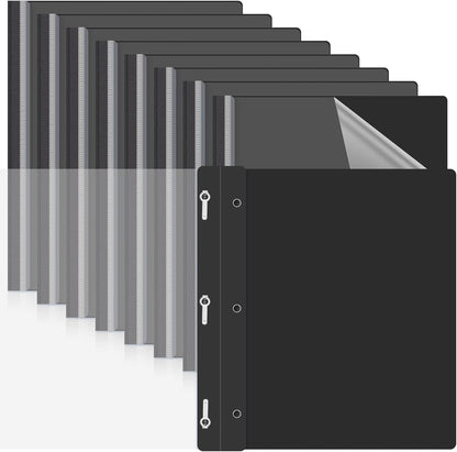 Teling 48 Pcs Clear Front Report Covers with Prongs Plastic Presentation Folders 3 Prong Resume Portfolio Folder for School(Black)