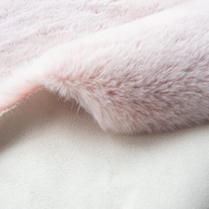 ORINOVA Pink Washable Fluffy Rugs for Bedroom Small Circle Faux Rabbit Shag Fur Area Rugs for Living Room Nursery Round Rug 3ft Rug