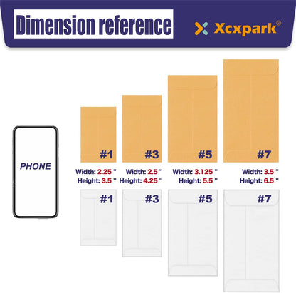 500 PCS #1 Coin Envelopes, 2-1/4'' x 3-1/2'' inches White Kraft Envelopes Classic Small Parts Envelopes with Self Adhesive Gummed Flap for Coins, Cash, Credit Cards, Seeds