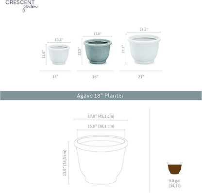 Crescent Garden Agave Planter, Classic Lightweight Resin Planter - UV-Resistant Flower Pots - Indoor & Outdoor Pot for Flowers, Houseplant, Herbs, 21" W x 17" H (Parchment)