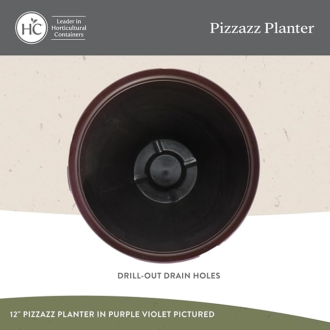The HC Companies 20 Inch Pizzazz Round Planter Pots with Ceramic Look, Lightweight UV-Resistant Plastic Indoor & Outdoor Planters, 2-Pack Flower Pots for Garden & Home Decor, Warm Red