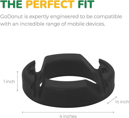 GoDonut – Phone Stand Original – Cell Phone Holder + Tablet Stand Desk Organizer – Compatible with Tablet, iPhone 16 15 14 Pro Max, Android & Most Smartphones - Black