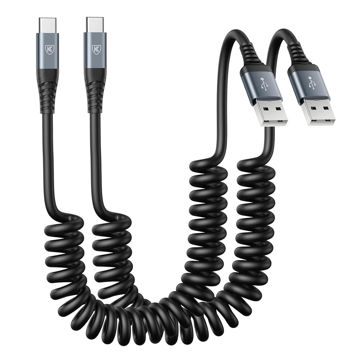 USB Type C Charger Cable Fast Charging, [2-Pack, 3ft] Coiled USB A to Type C Charger Cord for Car USB-C Cable Compatible with iPhone 16/15/Plus/Pro/Pro Max/Samsung Galaxy A10e A20 A50 S20 S10E Note 20