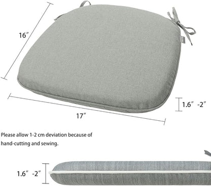 Magpie Fabrics Outdoor/Indoor 17"x16"x2" Chair Cushions with Ties Set of 2, Waterproof All Weather U-Shape Seat Pads Decoration for Patio Garden Furniture Home Office (Grey)